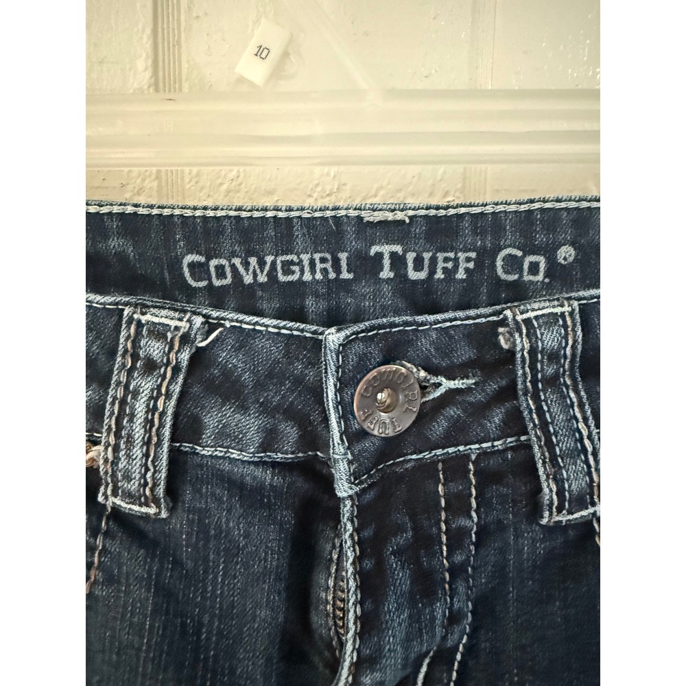 Cowgirl Tuff Co Womens Bootcut Jeans Dark Wash Barbed Wire Embroidery 28x35